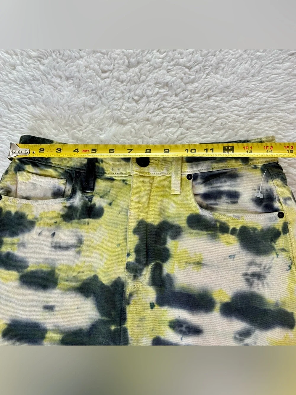 Hudson Jeans Yellow and Black Tie-Dye Mini Skirt size 28